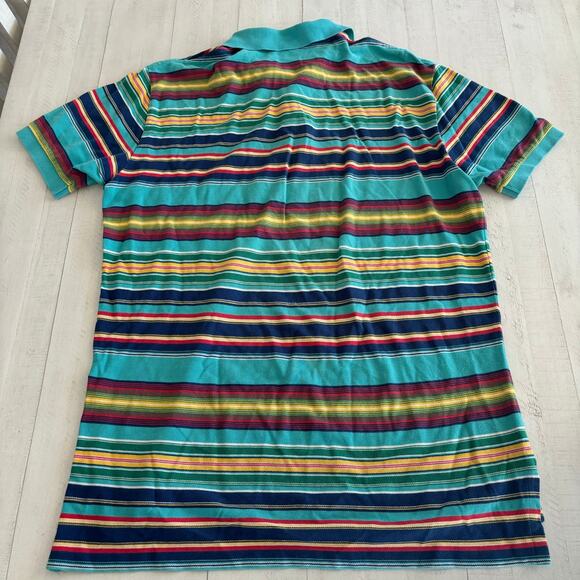 Polo Ralph Lauren Striped Y2K Shirt Men Large Multicolor Embroidered Orange Pony - Picture 3 of 5